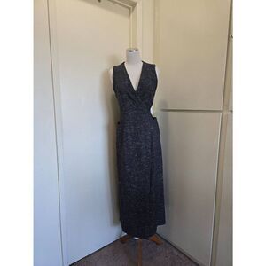 VANAGLORIA Charcoal Grey Wrap Dress, Made in Italy, NWOT, M